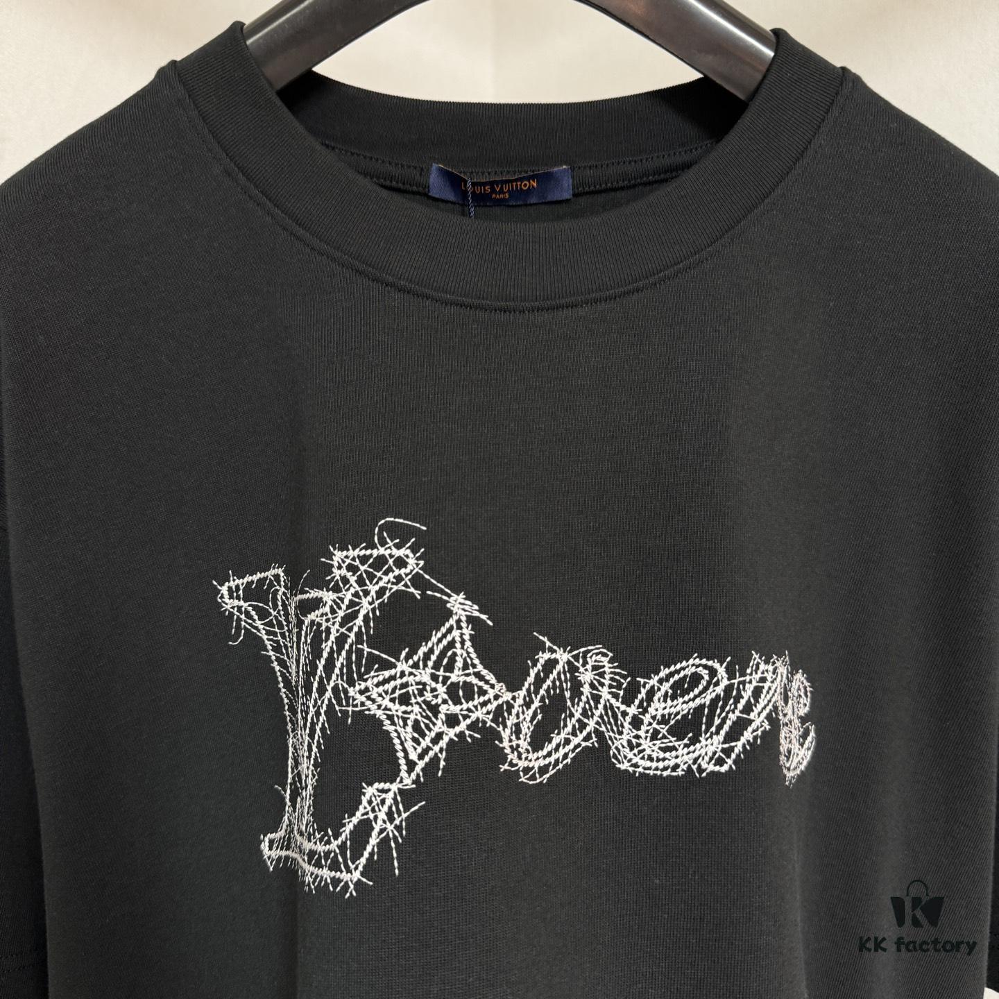 69311860908475d562cd90f6 1V 25 Heavy Embroidery T-Shirt, A True Favorite, 100% Cotton 300g Double Yarn Fabric, Imported Machine Sanskrit Letter Embroidery, Laser Cut Edge, Exquisite Craftsmanship and Soft Texture