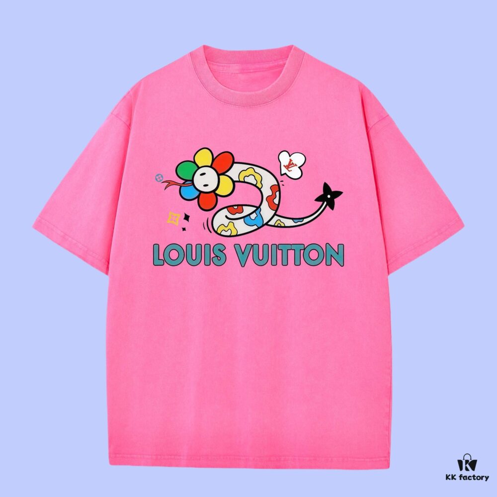 6931186e908475d562cd90fa Luxury Quality LV Louis 2025 Fall Spring/Summer Collection Sunflower Snake Short Sleeve T-Shirt, Distinct from Regular Print, Woven 270G 32-Thread Double-Yarn Pure Cotton Fabric, Loose Fit Unisex Design