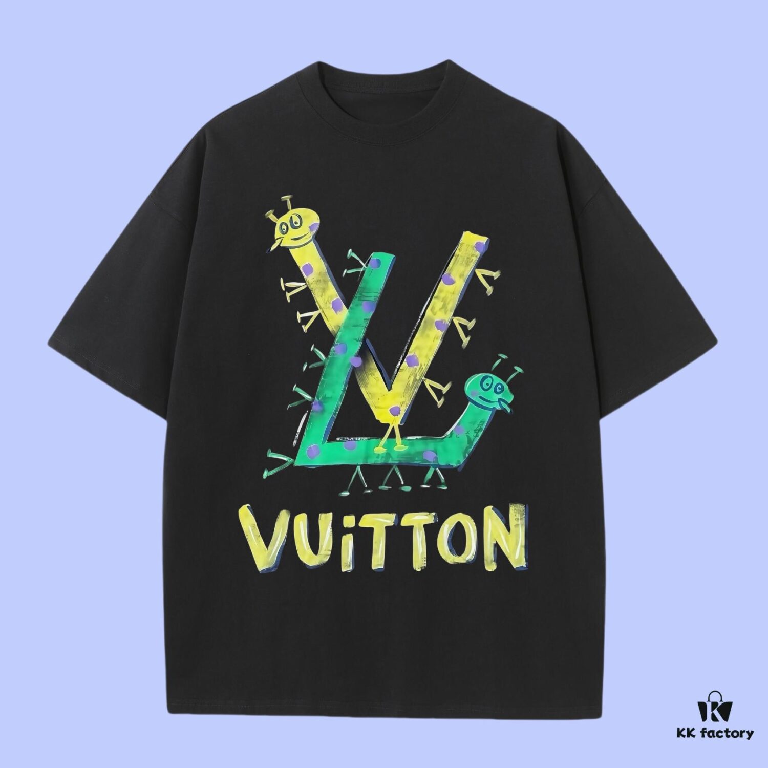 69311939908475d562cd9139 Luxury Quality LV Louis 2025 Fall Spring Collection Caterpillar Logo Short Sleeve T-Shirt, Distinct from Regular Print, Woven 270G 32-Count Double-Yarn Pure Cotton Fabric, Loose Fit Unisex Design