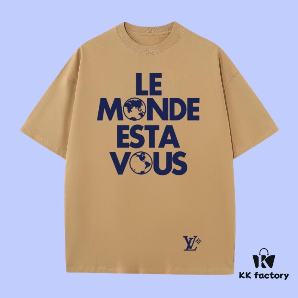 69311a14908475d562cd916a Luxury Quality LV Louis 2025 Fall Spring Collection Slogan Earth 🌏 Short Sleeve T-Shirt, Distinctive from Regular Prints, Custom-Woven 270G 32-Thread Double-Yarn Pure Cotton Fabric, Loose Fit Unisex Design