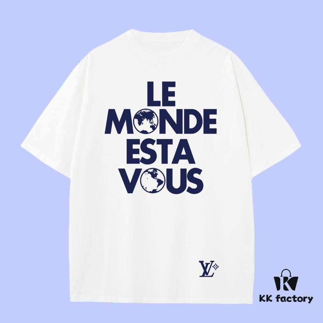 69311a1b908475d562cd916e Luxury Quality LV Louis 2025 Fall Spring/Summer Collection Slogan Earth 🌏 Short Sleeve T-Shirt, Distinct from Regular Prints, Custom Woven 270G 32-Thread Double-Yarn Pure Cotton Fabric, Loose Fit Unisex Design