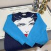 69311abf908475d562cd9195 GUCCI x Artist Collaboration Face Print Crew Neck Long Sleeve Sweater