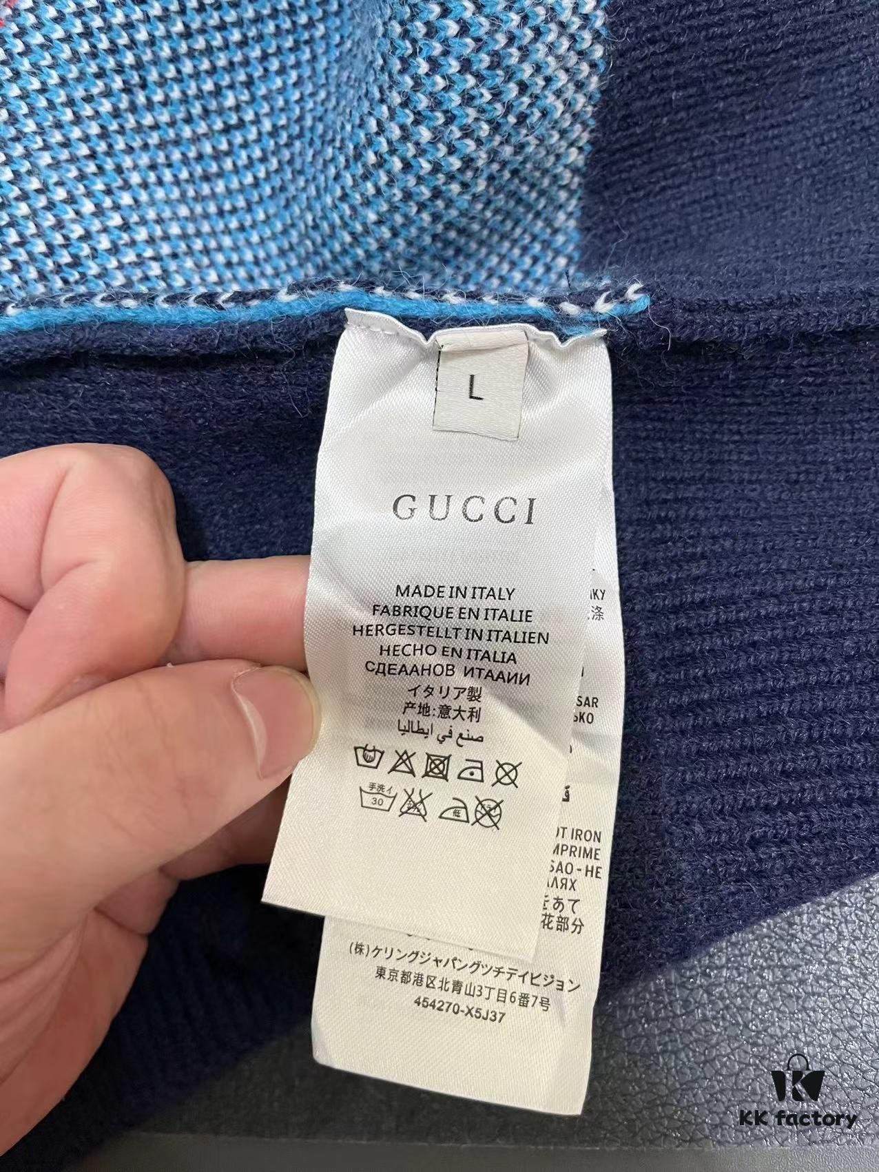 69311ac7908475d562cd9197 GUCCI x Artist Collaboration Face Print Crew Neck Long Sleeve Sweater
