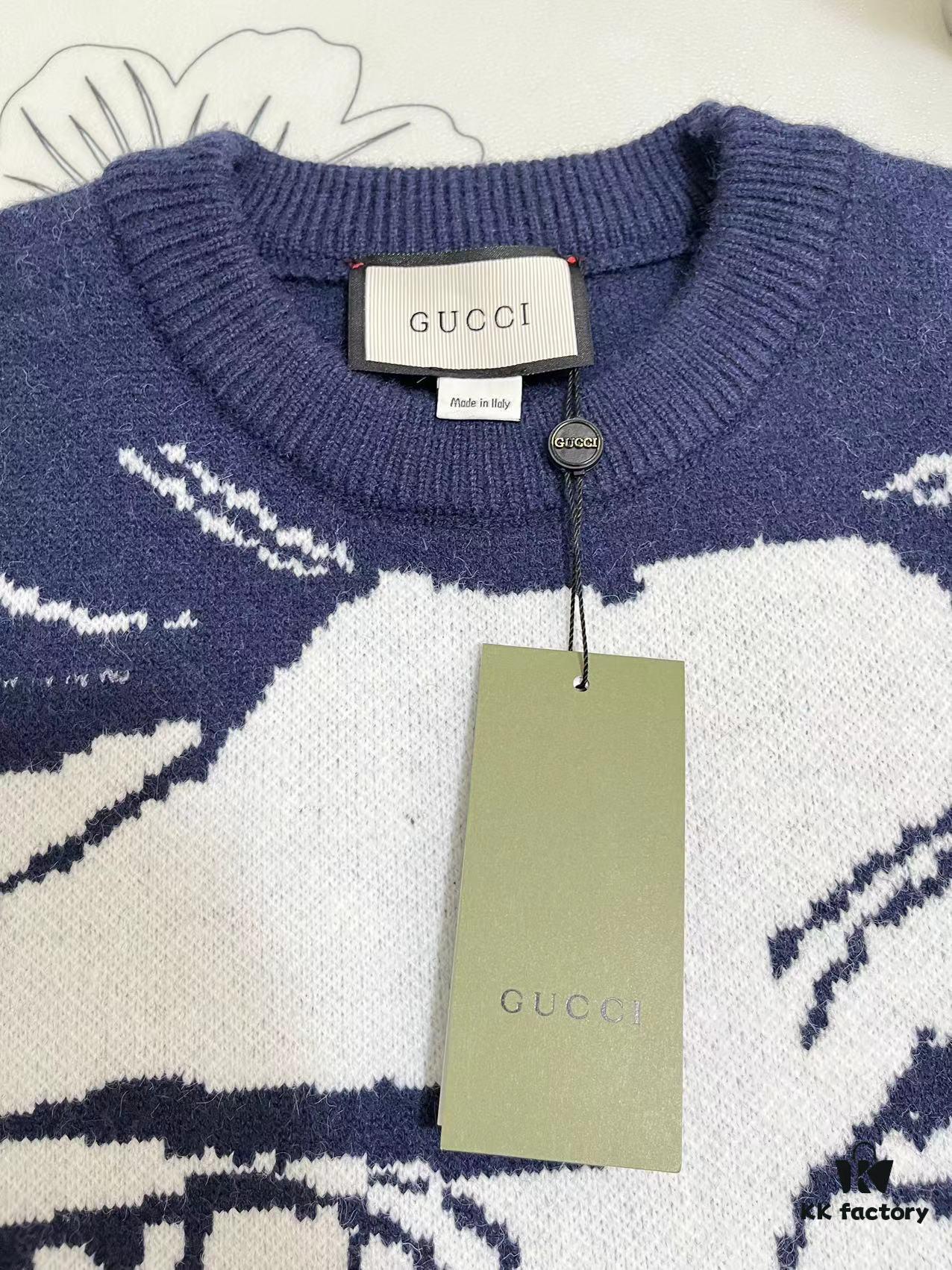 69311acf908475d562cd9199 GUCCI x Artist Collaboration Face Print Crew Neck Long Sleeve Sweater