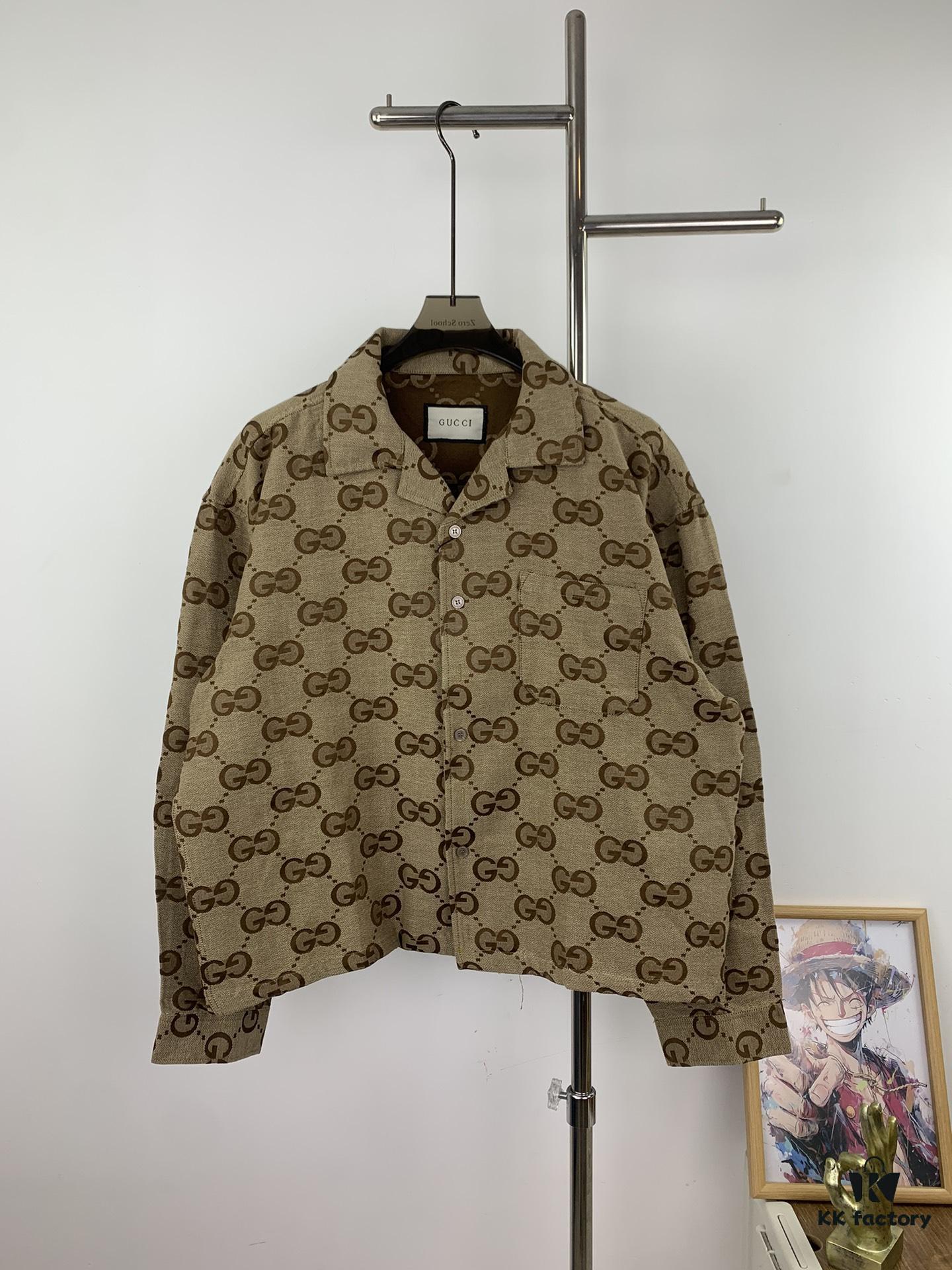 69311b30908475d562cd91be New Gucci GUCCI 24FW Double G Jacquard Lapel Long-Sleeve Shirt Jacket