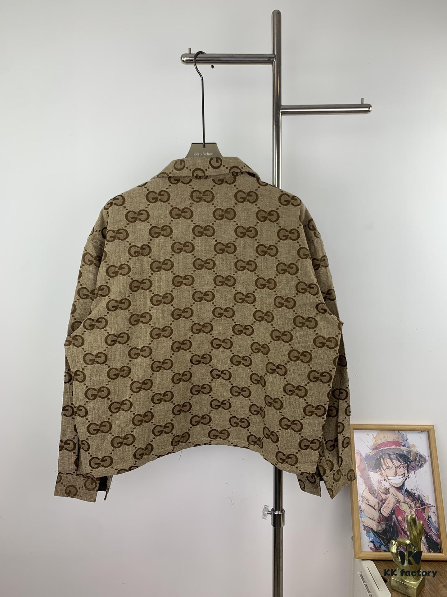 69311b30908475d562cd91bf New Gucci GUCCI 24FW Double G Jacquard Lapel Long-Sleeve Shirt Jacket