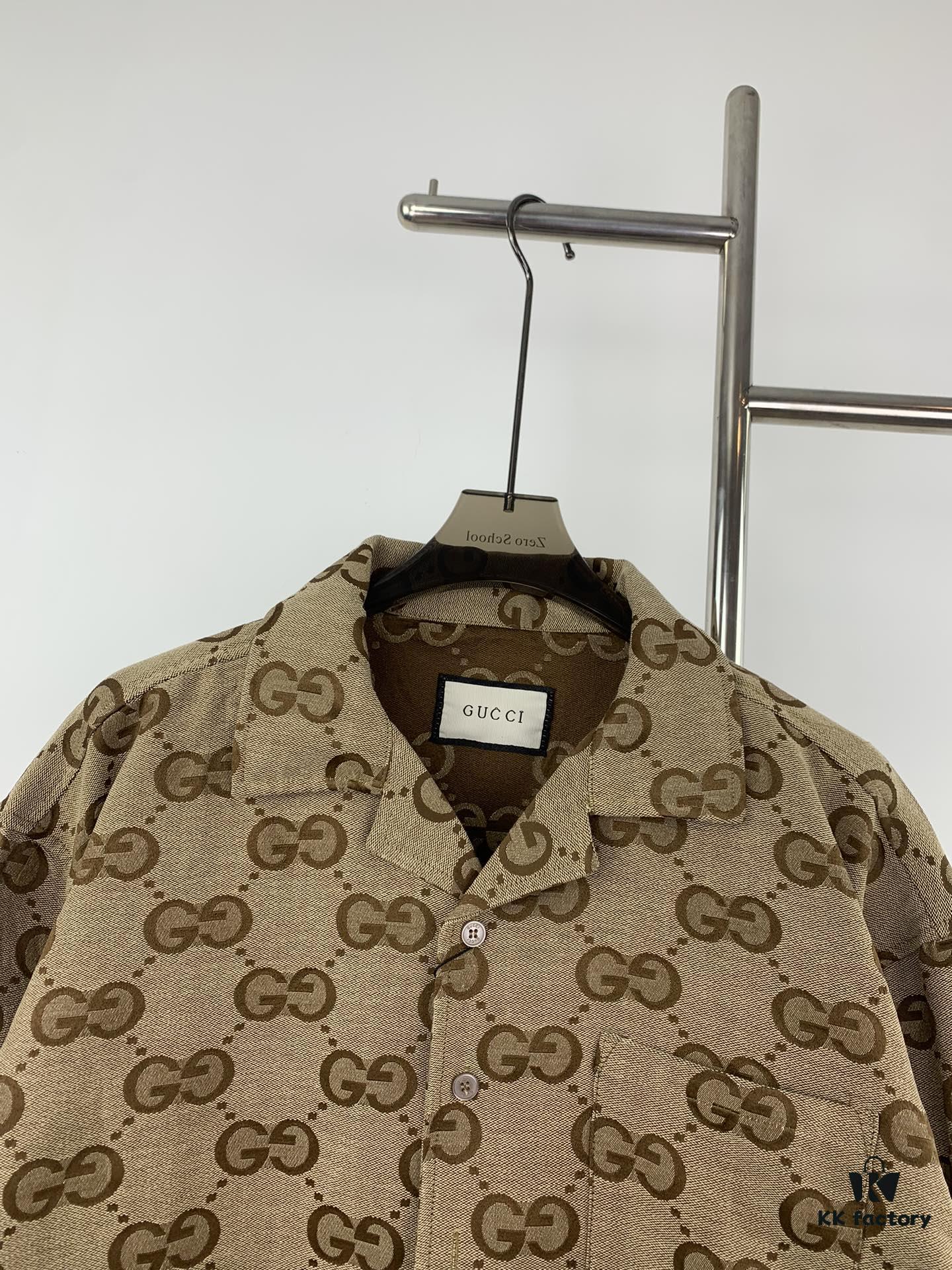 69311b33908475d562cd91c0 New Gucci GUCCI 24FW Double G Jacquard Lapel Long-Sleeve Shirt Jacket