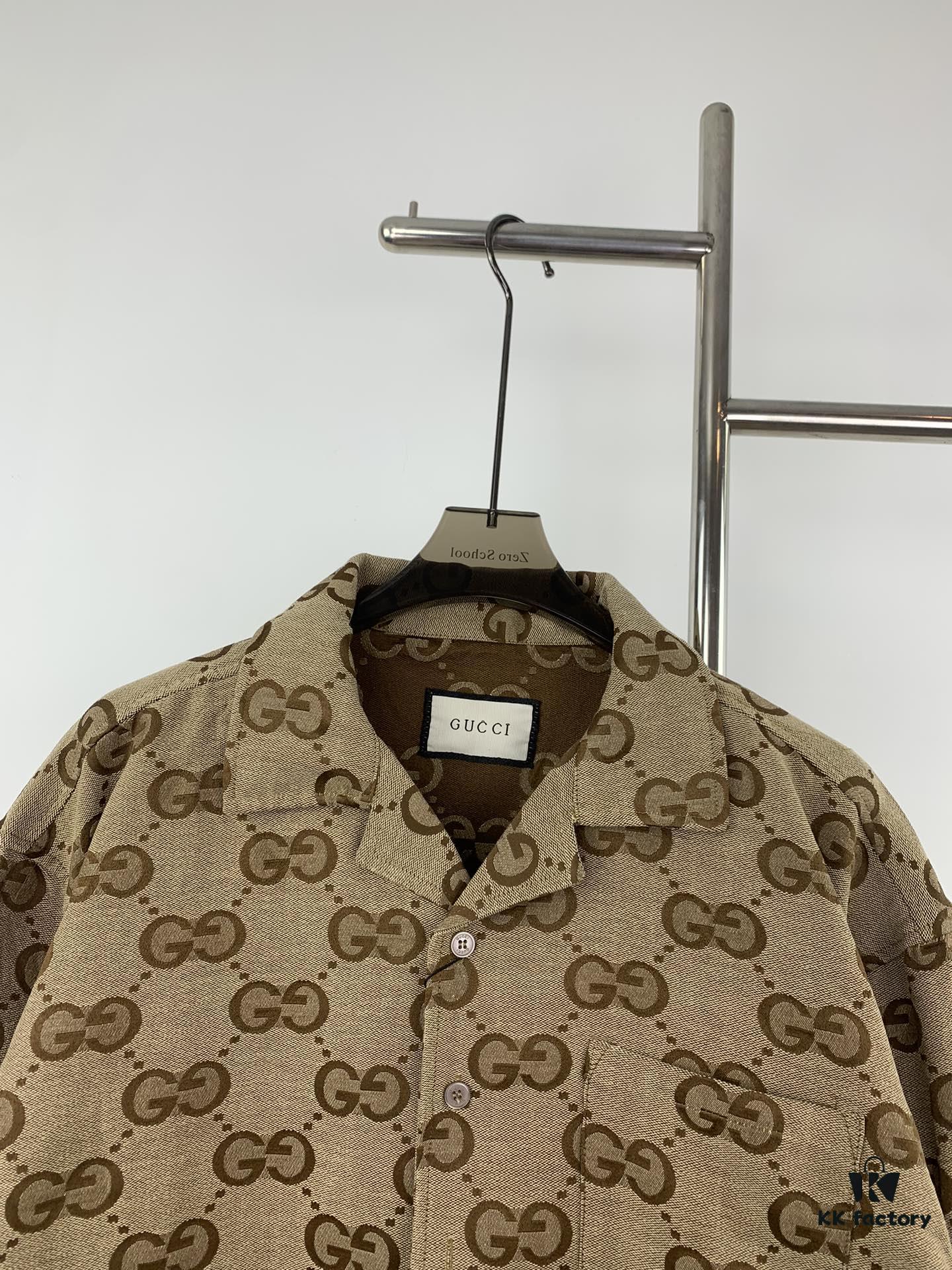 69311b38908475d562cd91c1 New Gucci GUCCI 24FW Double G Jacquard Lapel Long-Sleeve Shirt Jacket