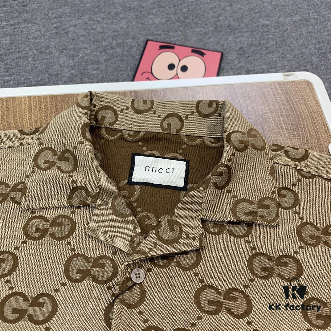 69311b39908475d562cd91c2 New Gucci GUCCI 24FW Double G Jacquard Lapel Long-Sleeve Shirt Jacket