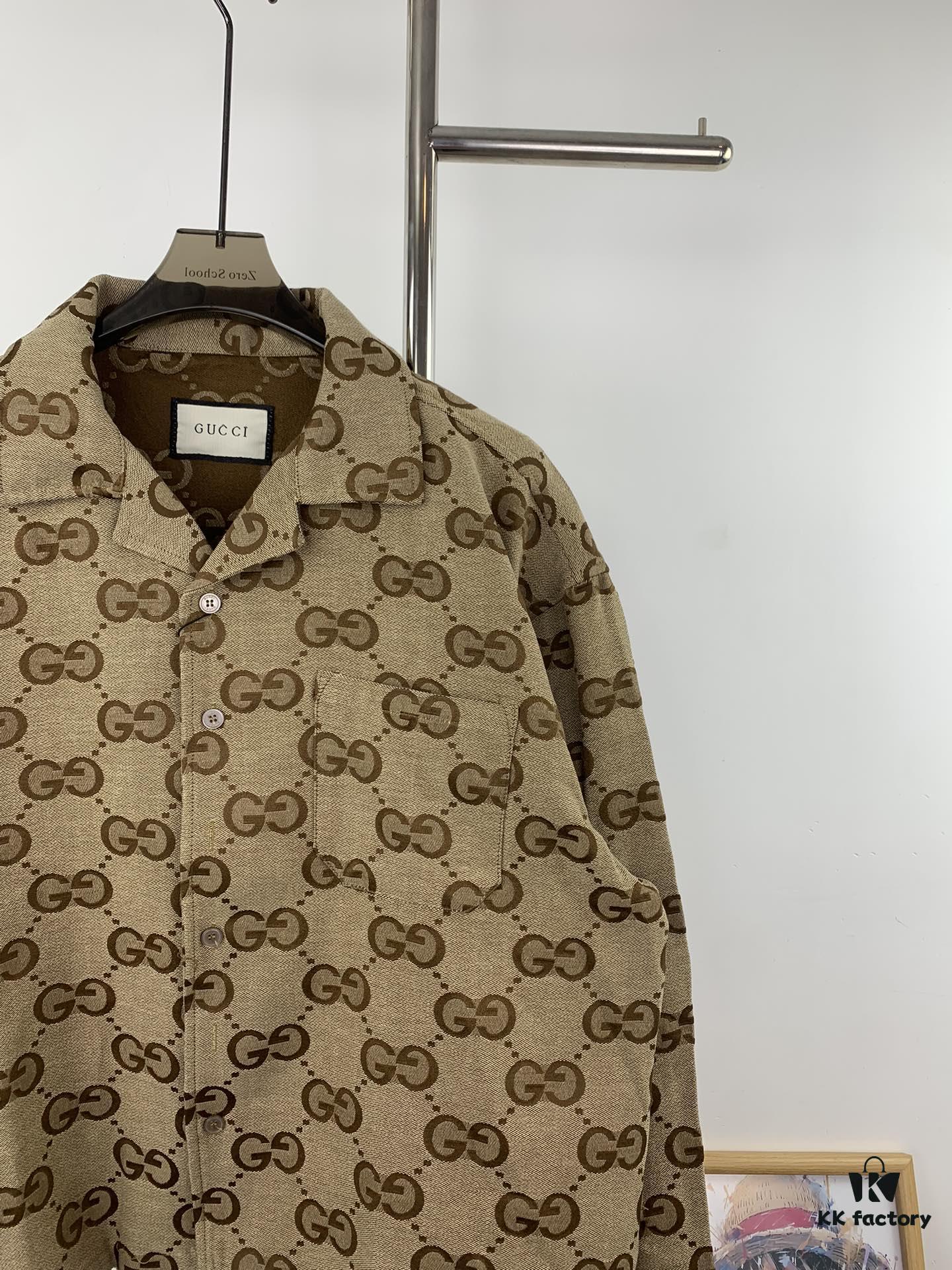 69311b3d908475d562cd91c3 New Gucci GUCCI 24FW Double G Jacquard Lapel Long-Sleeve Shirt Jacket