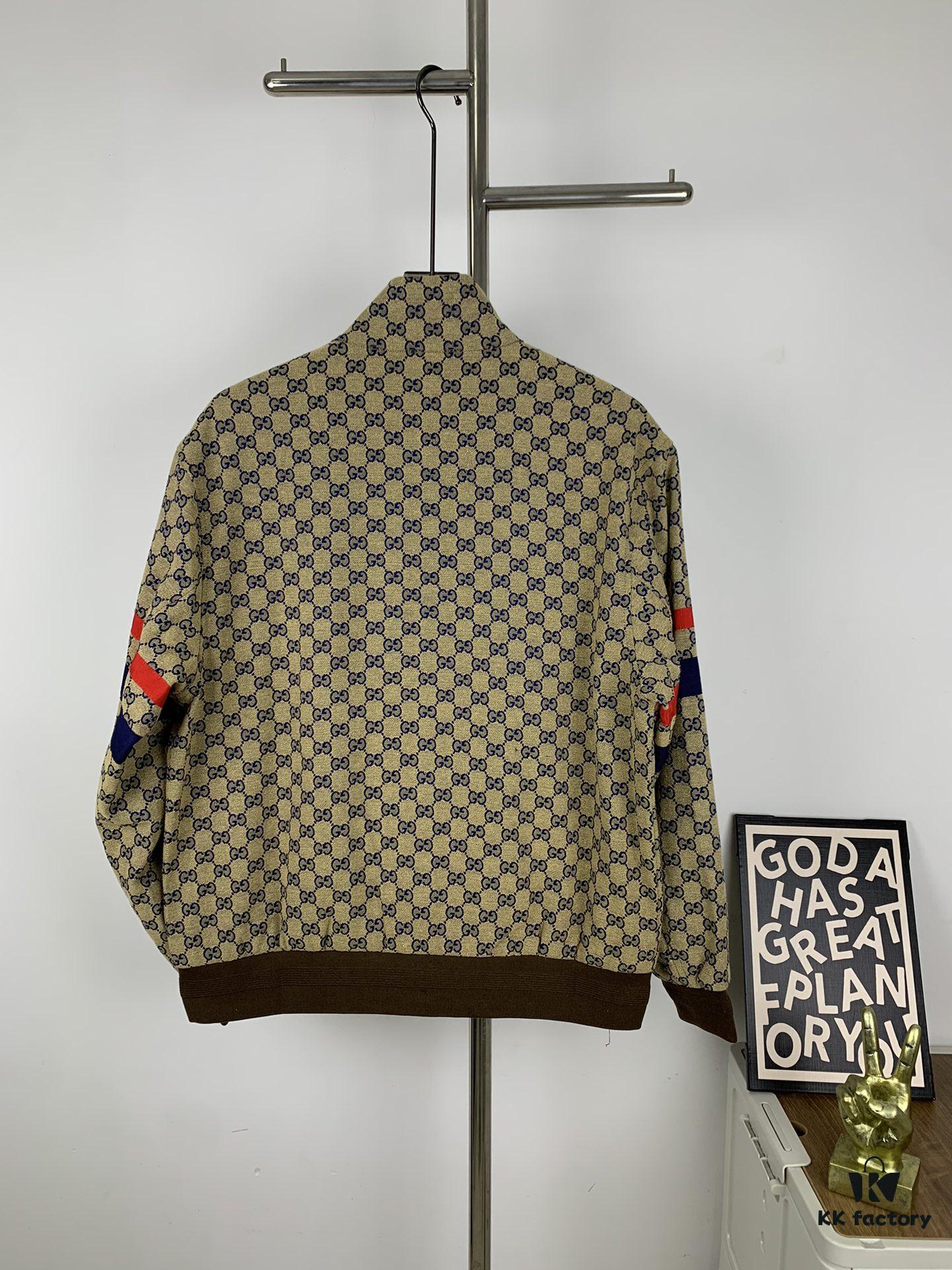 69311b5b908475d562cd91d0 New GUCCI Classic Double G Jacquard Patchwork Zipper Jacket Unisex Trench Coat