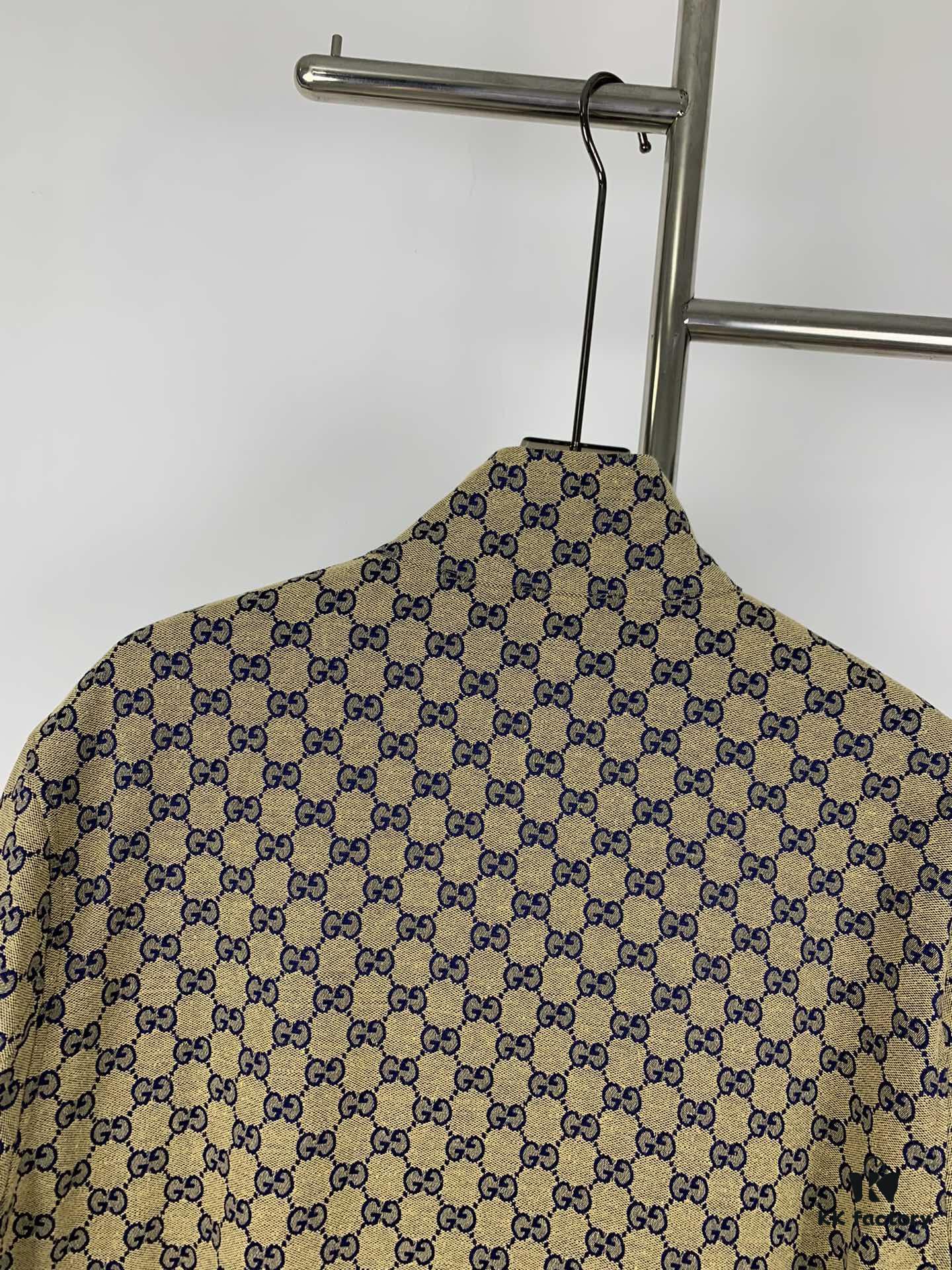 69311b62908475d562cd91d1 New GUCCI Classic Double G Jacquard Patchwork Zipper Jacket Unisex Trench Coat