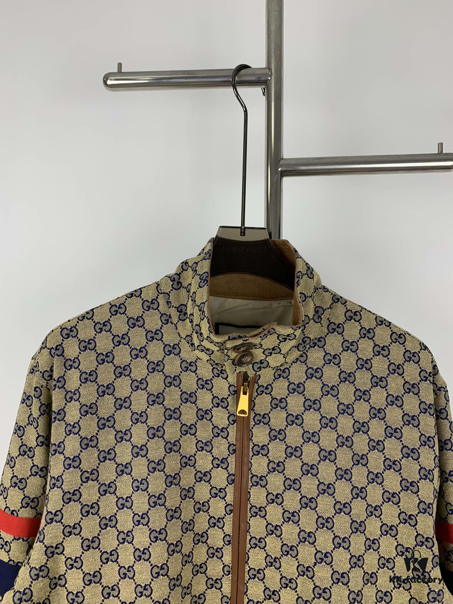 69311b6f908475d562cd91d3 New GUCCI Classic Double G Jacquard Patchwork Zipper Jacket Unisex Trench Coat