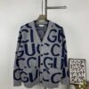 New GUCCI Double G Monogram Knit Cardigan Unisex