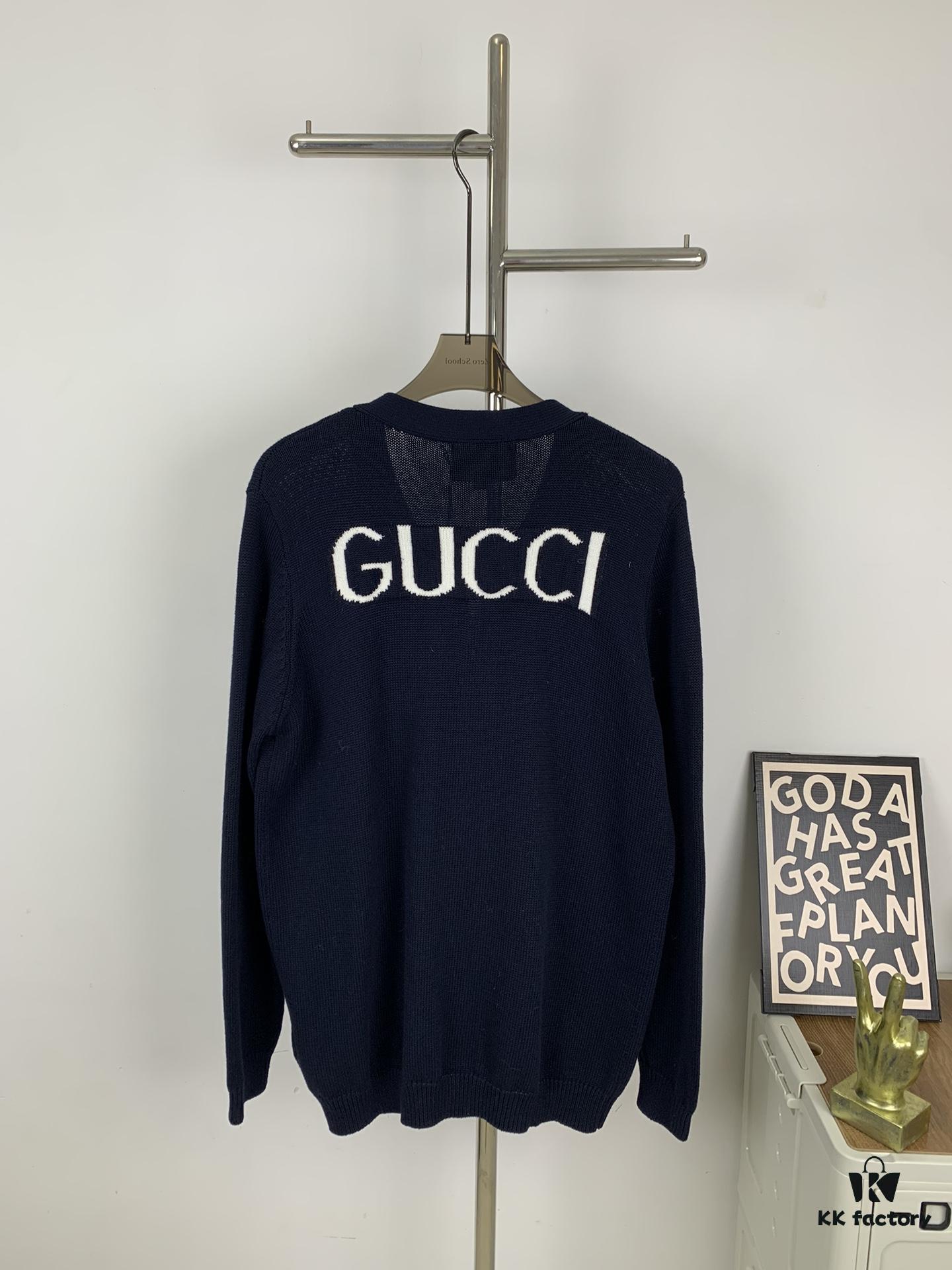 69311bc6908475d562cd91eb New Gucci Jacquard Knit V-Neck Cardigan Unisex College Style