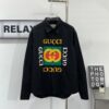 69311c06908475d562cd91fe New Gucci Red-Green Double Ring Print Checked Oversized Logo Button Shirt