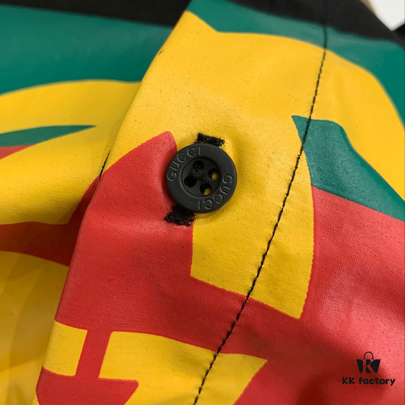 69311c1b908475d562cd9202 New Gucci Red-Green Double Ring Print Checked Oversized Logo Button Shirt