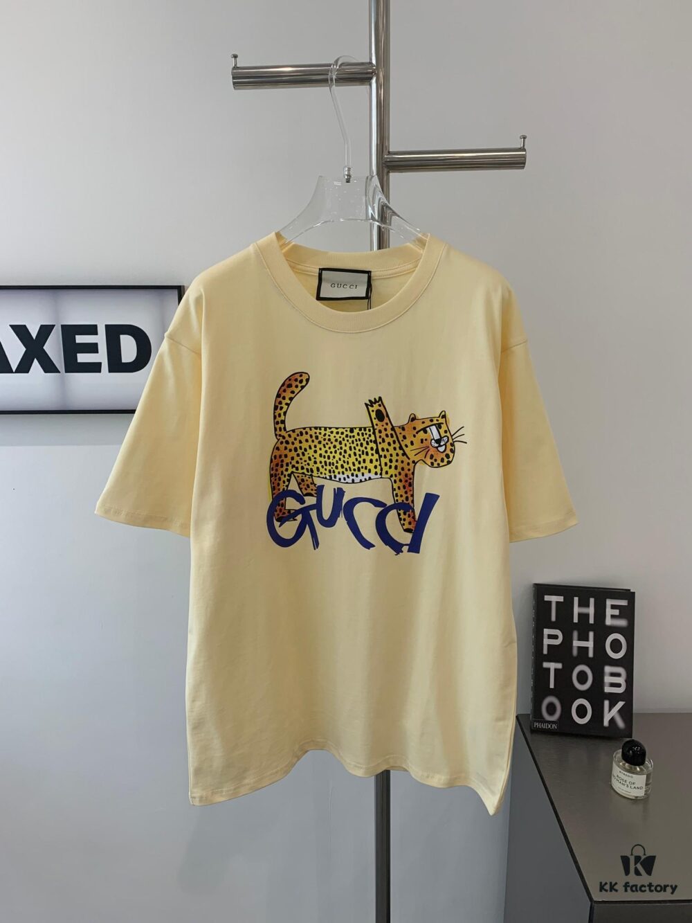 69311c78908475d562cd921e New GUCCI 2024 Leopard Print Letter Short Sleeve T-Shirt in Beige, Paw Design, Unisex Couples Style