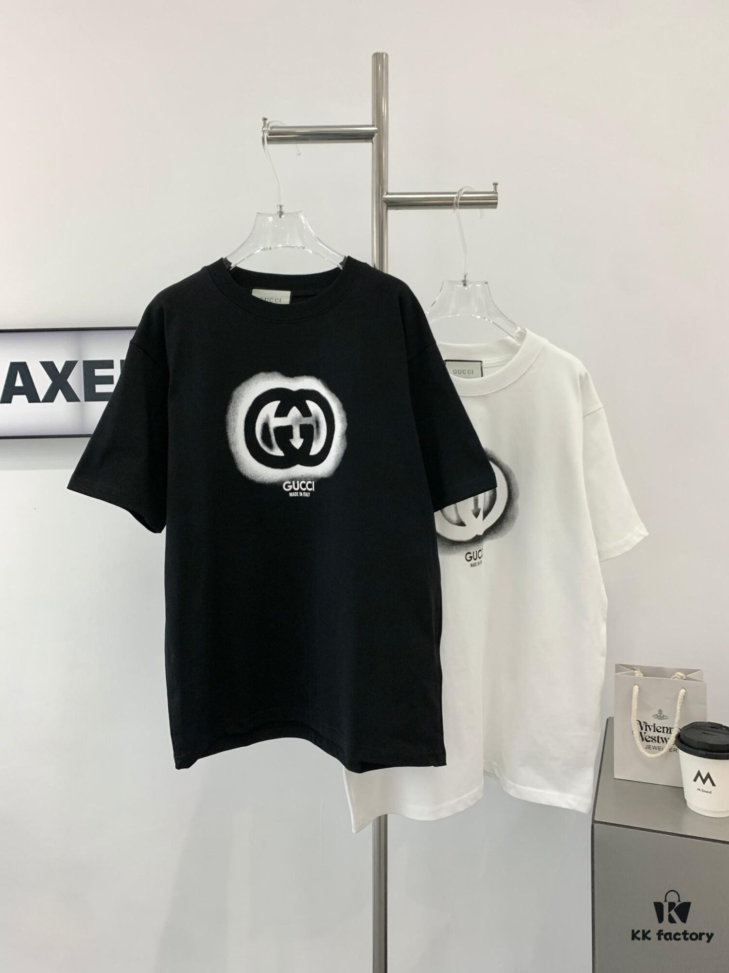 69311cc1908475d562cd923a New 2024 Pre-Spring Gucci Double G Graffiti Print Knitted Cotton T-Shirt