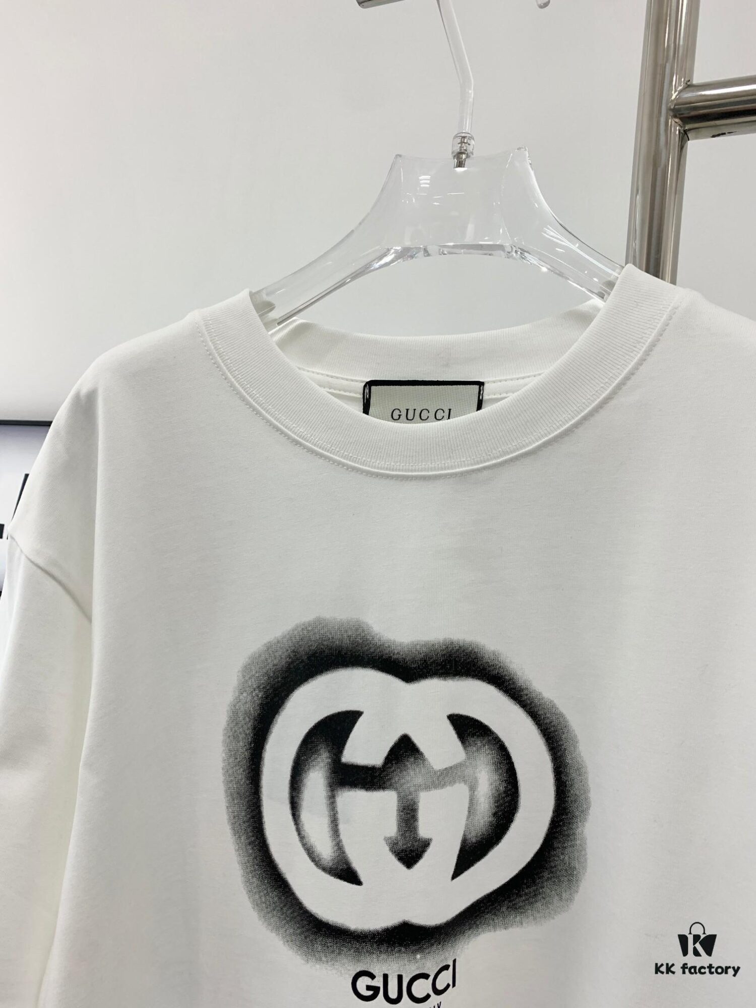 69311cc8908475d562cd923c New 2024 Pre-Spring Gucci Double G Graffiti Print Knitted Cotton T-Shirt
