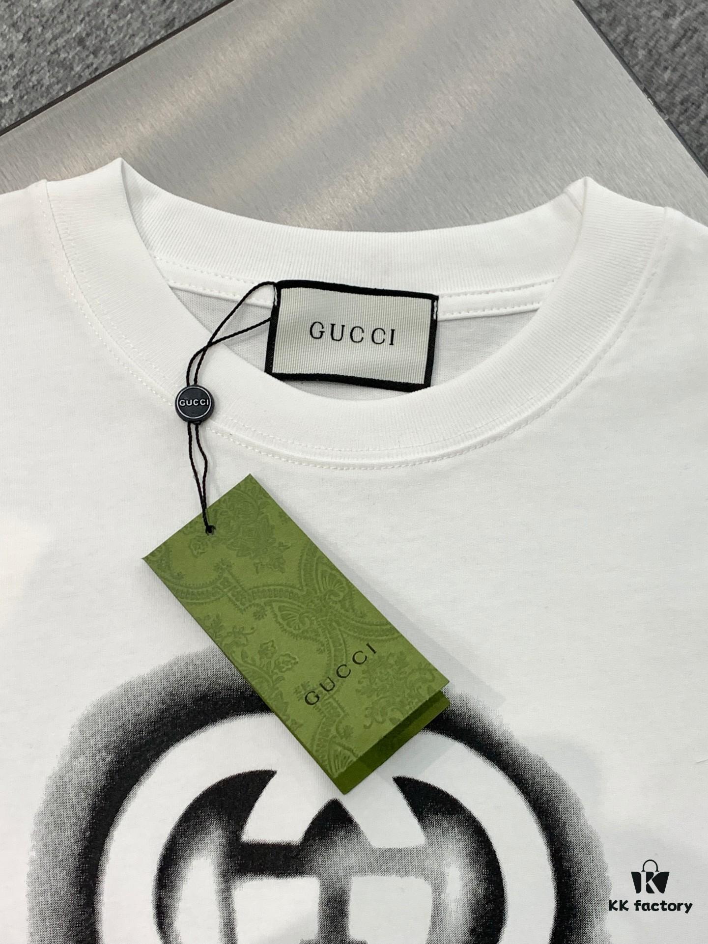 69311cd1908475d562cd923f New 2024 Pre-Spring Gucci Double G Graffiti Print Knitted Cotton T-Shirt