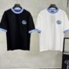69311fa5908475d562cd92e4 GUCCI 25SS New Arrival Round Neck T-Shirt! Custom GG 3D Embroidery Craftsmanship, Ribbed Blue Trims on Neck and Cuffs for a Youthful Look, Fashionable Color Matching, Stylish and Vibrant Overall Appearance. Made from 260g High-Quality Cotton for Exceptional Comfort and Soft, Premium Texture. Colors: Black, White. European Size: S, M, L, XL (Recommended Size M for Height 175cm / Weight 70kg)