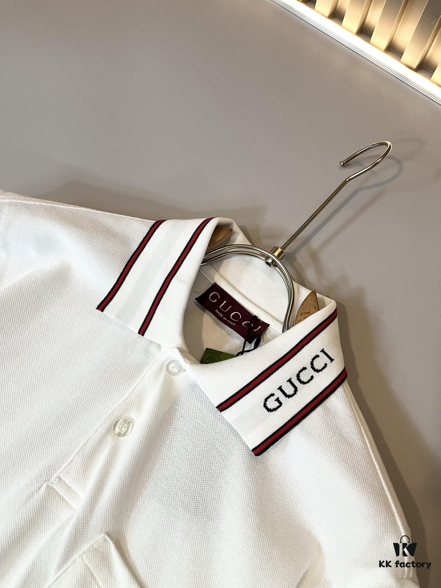 69312235908475d562cd93b9 GUC*I GUJIA 2025 Spring/Summer New Short-Sleeve Polo Shirt, Exclusive Release via Trading Company Channel, Synchronized with Official Website Launch! G Brand Spring/Summer Collection Couples' Style Now Available with Knitted Logo on Collar