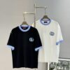 69312240908475d562cd93be GUCC* Trendy Brand 2025 New Round Neck T-Shirt, Unisex Style – Must-Have Bestseller with Customized 3D GG Embroidery on Chest, Ribbed Collar and Cuffs in Blue for Youthful Look, Fashionable Color Matching, Made from 260g Premium Cotton for Superior Comfort and Soft Texture