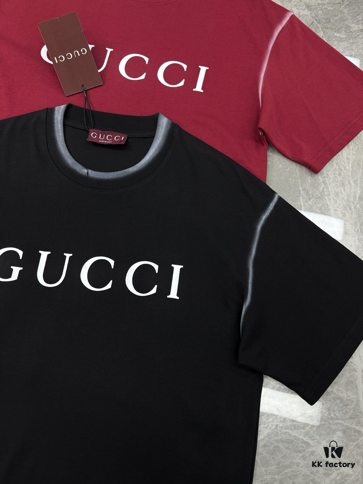 69312259908475d562cd93c6 GUCC Vintage 25S New Short Sleeve T-Shirt Unisex – Classic Logo Print Design with Collar Spray Paint Style, 260g Pure Cotton Fabric, Soft and Comfortable, Premium Look