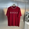 69312260908475d562cd93c8 GUCC Vintage 25S New Short Sleeve T-Shirt Unisex – Classic Logo Print Design with Collar Spray Paint Style, 260g Pure Cotton Fabric, Soft and Comfortable, Premium Look