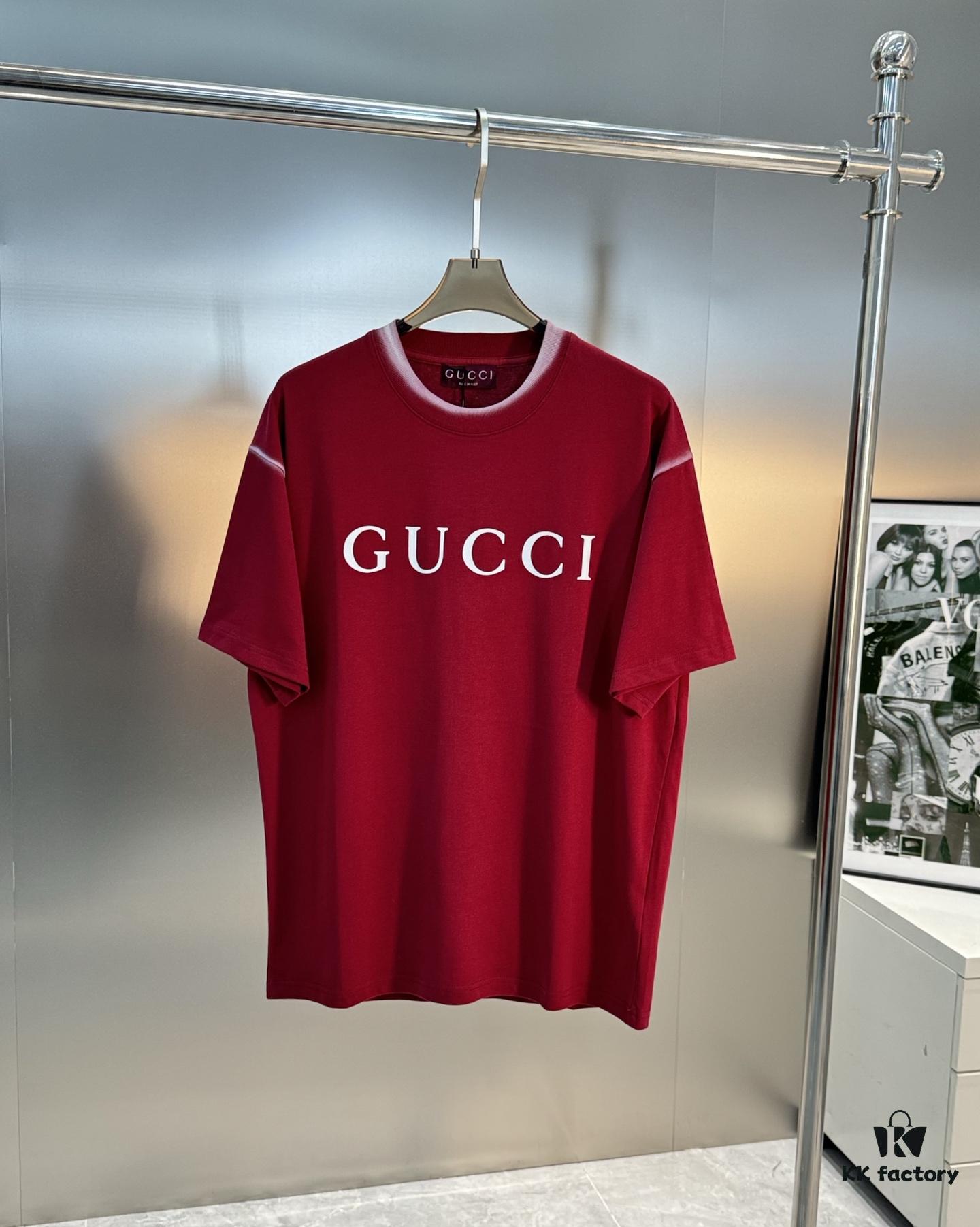 69312260908475d562cd93c8 GUCC Vintage 25S New Short Sleeve T-Shirt Unisex – Classic Logo Print Design with Collar Spray Paint Style, 260g Pure Cotton Fabric, Soft and Comfortable, Premium Look