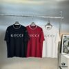 69312263908475d562cd93ca GUCC Vintage 25S New Short Sleeve T-Shirt Unisex – Classic Logo Print Design with Collar Spray Paint Style, 260g Pure Cotton Fabric, Soft and Comfortable, Premium Look
