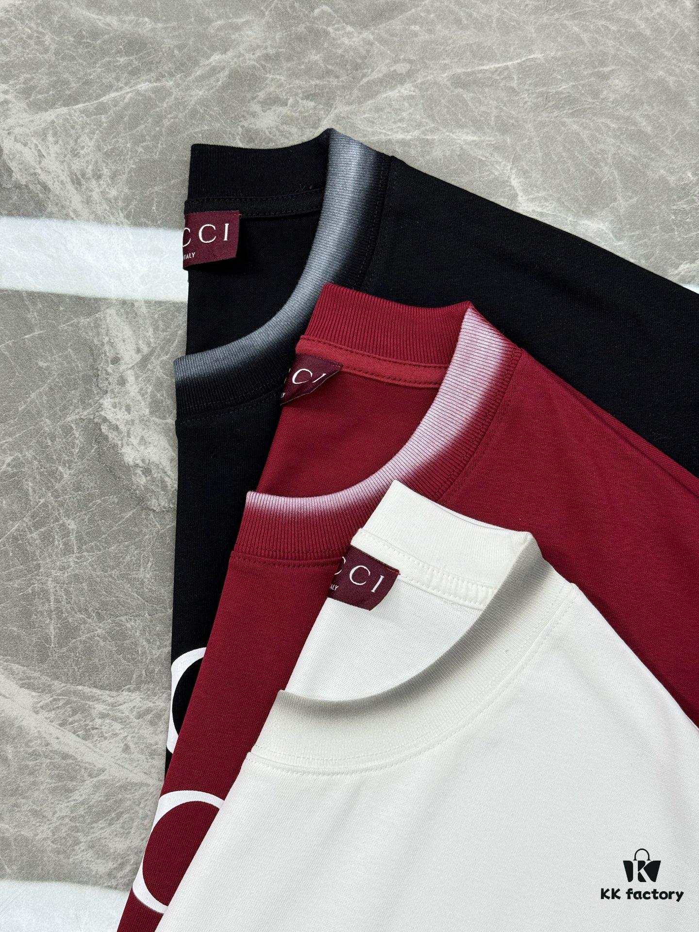 69312269908475d562cd93cb GUCC Vintage 25S New Short Sleeve T-Shirt Unisex – Classic Logo Print Design with Collar Spray Paint Style, 260g Pure Cotton Fabric, Soft and Comfortable, Premium Look