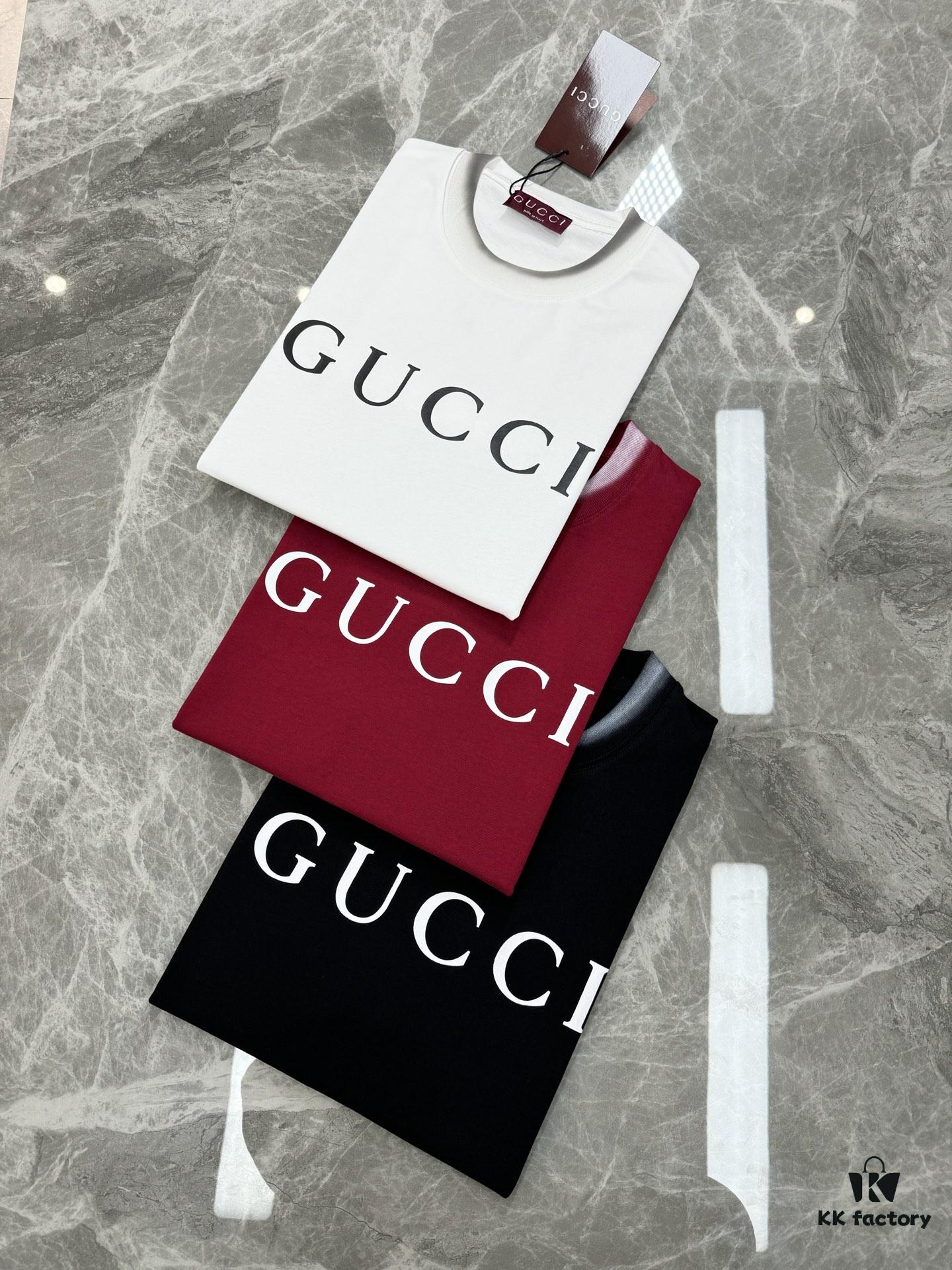 69312271908475d562cd93ce GUCC Vintage 25S New Short Sleeve T-Shirt Unisex – Classic Logo Print Design with Collar Spray Paint Style, 260g Pure Cotton Fabric, Soft and Comfortable, Premium Look