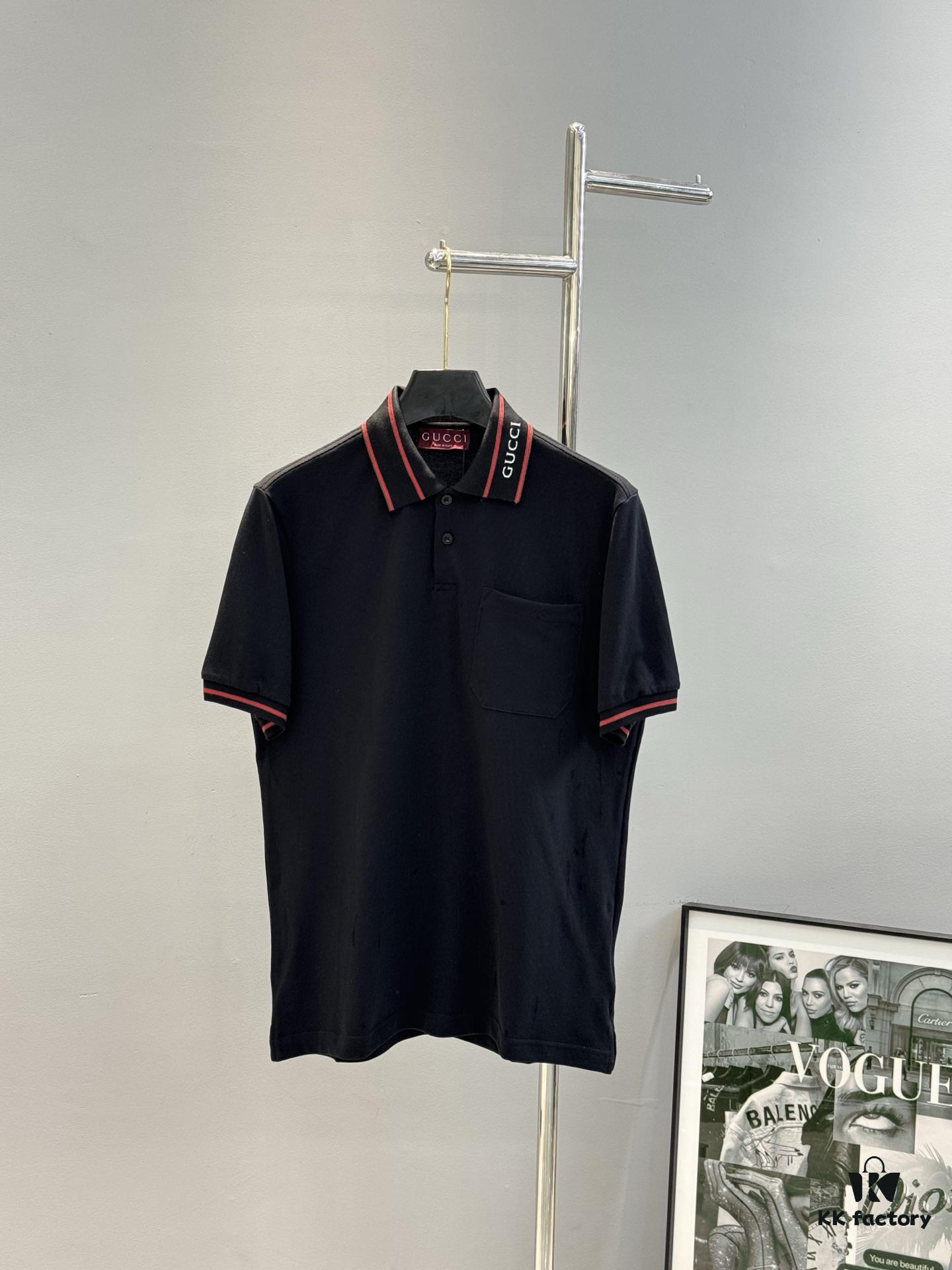 693122a0908475d562cd93da GUCCI 2025 SS Piqué Cotton Short-Sleeve Polo Shirt with Embroidered Logo, Contrasting Jacquard Rib Collar and Custom Laser Mother-of-Pearl Buttons