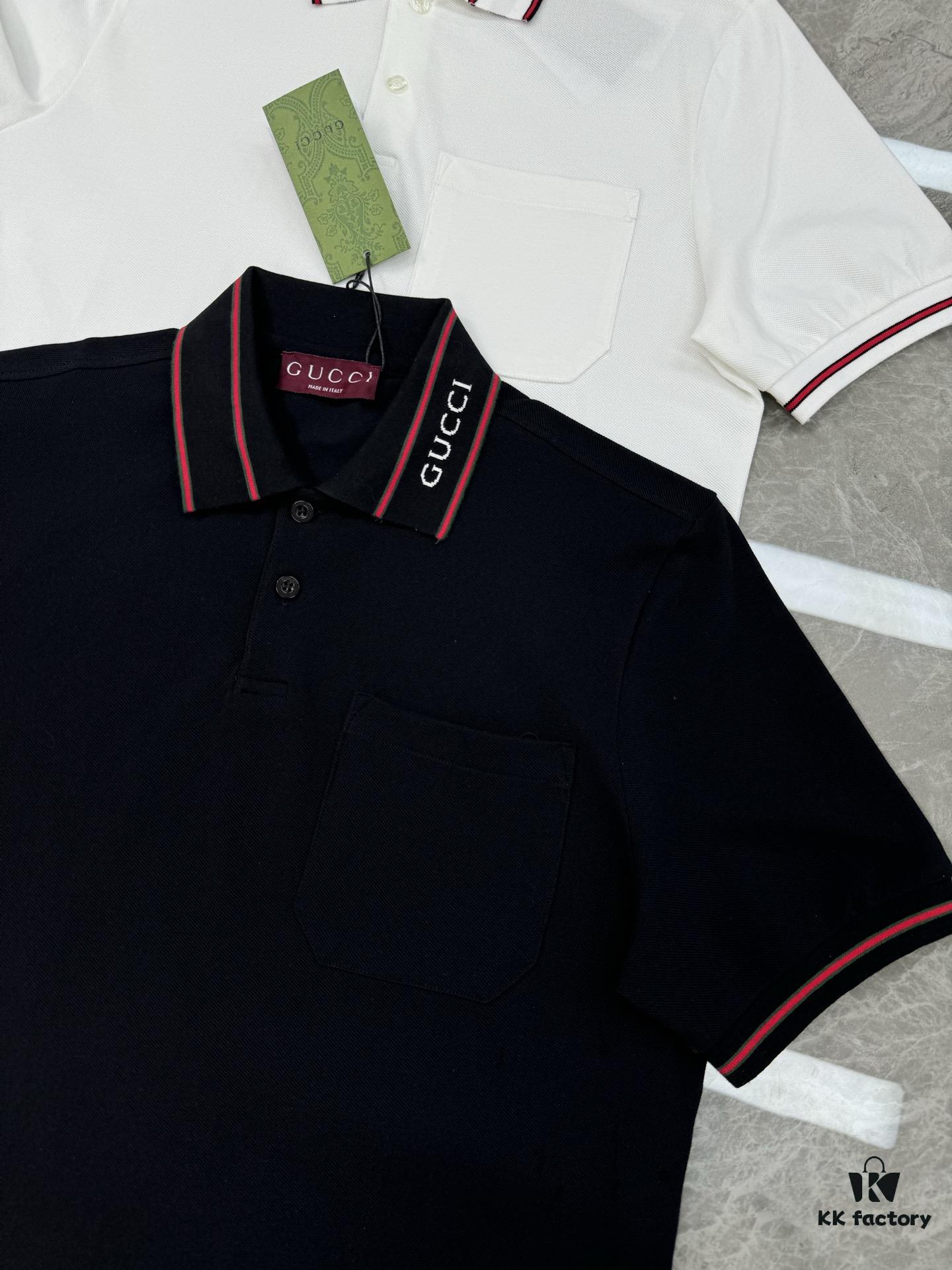 693122a8908475d562cd93db GUCCI 2025 SS Piqué Cotton Short-Sleeve Polo Shirt with Embroidered Logo, Contrasting Jacquard Rib Collar and Custom Laser Mother-of-Pearl Buttons