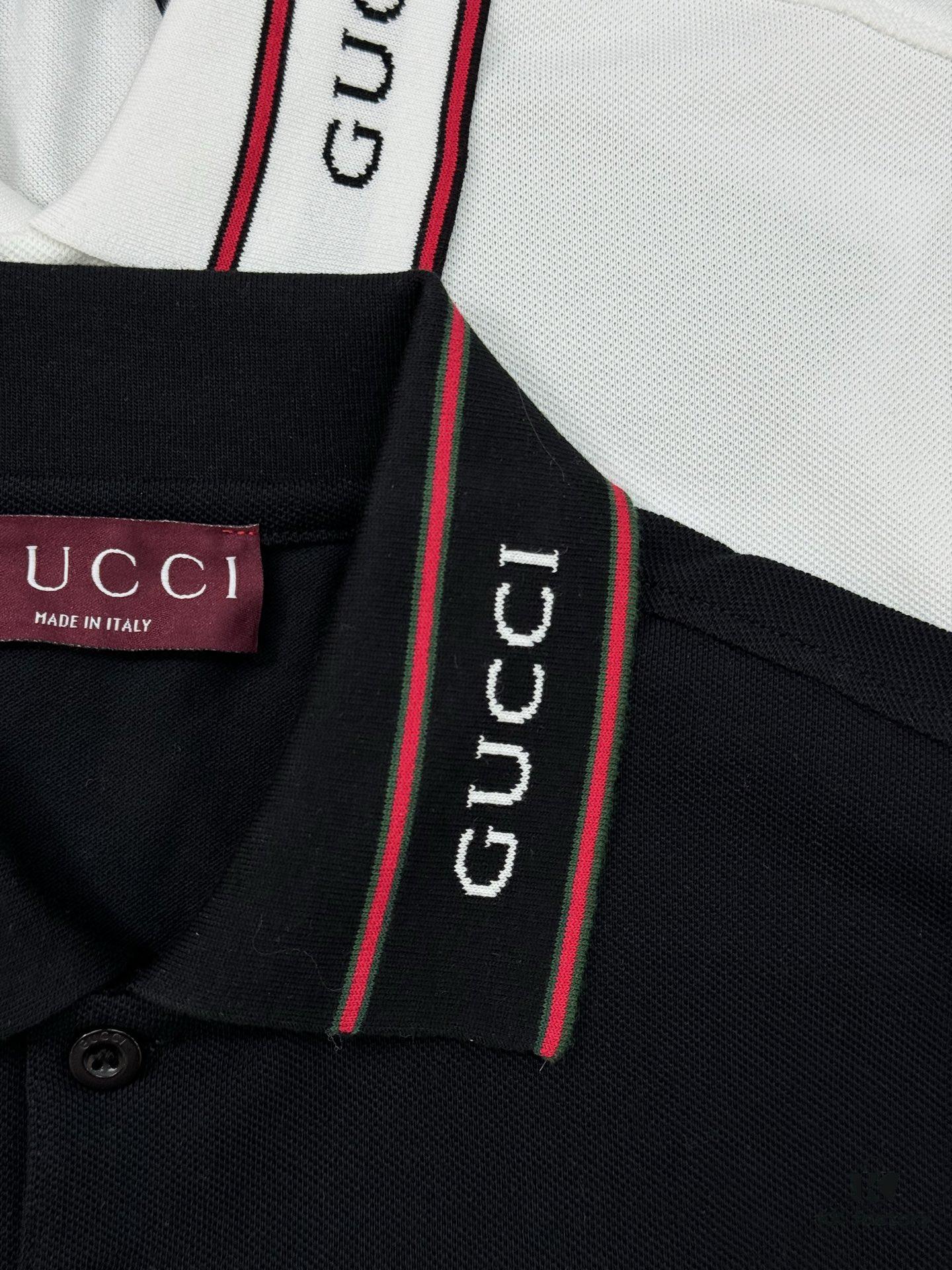 693122b9908475d562cd93de GUCCI 2025 SS Piqué Cotton Short-Sleeve Polo Shirt with Embroidered Logo, Contrasting Jacquard Rib Collar and Custom Laser Mother-of-Pearl Buttons