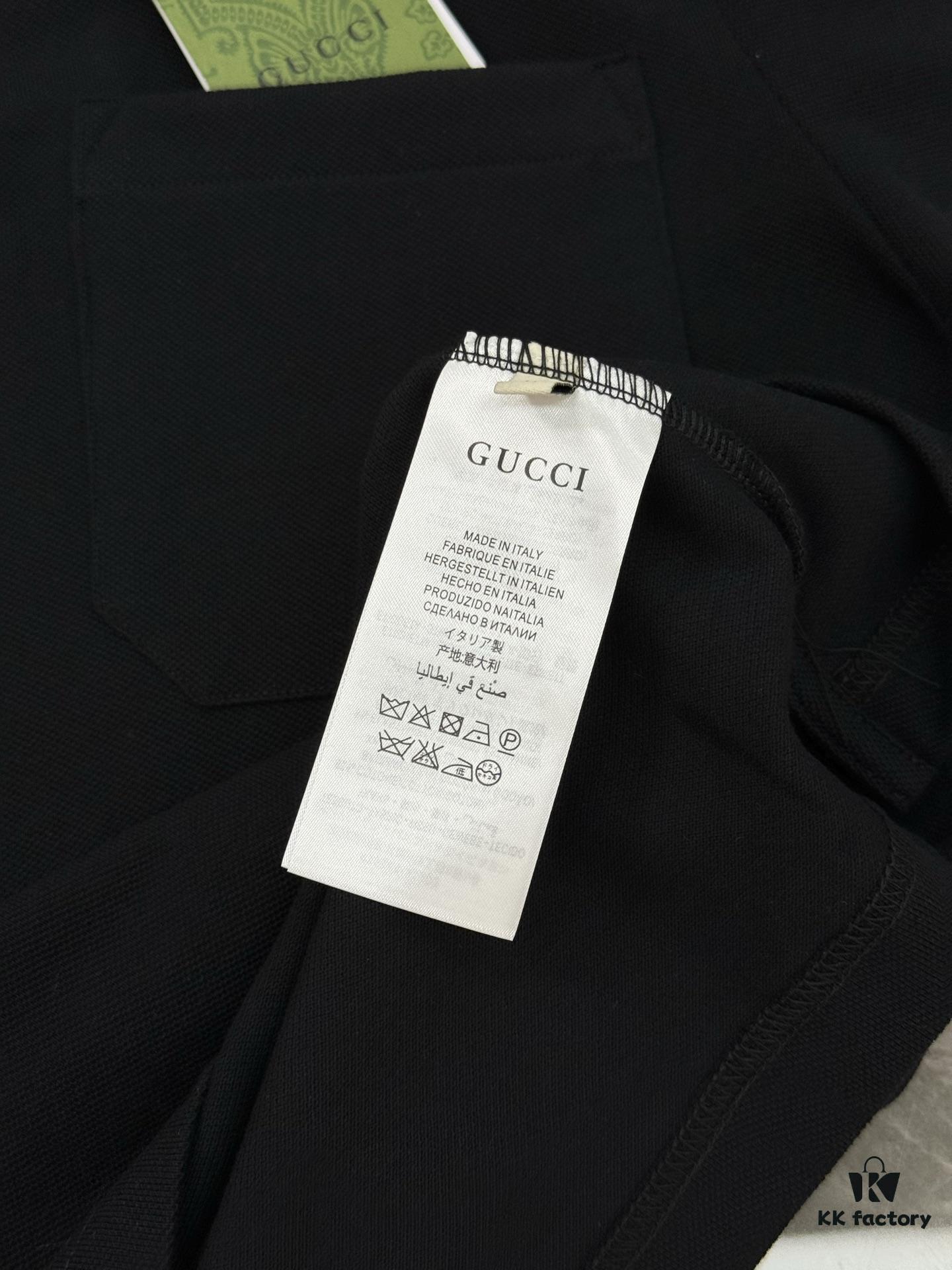 693122c0908475d562cd93e0 GUCCI 2025 SS Piqué Cotton Short-Sleeve Polo Shirt with Embroidered Logo, Contrasting Jacquard Rib Collar and Custom Laser Mother-of-Pearl Buttons
