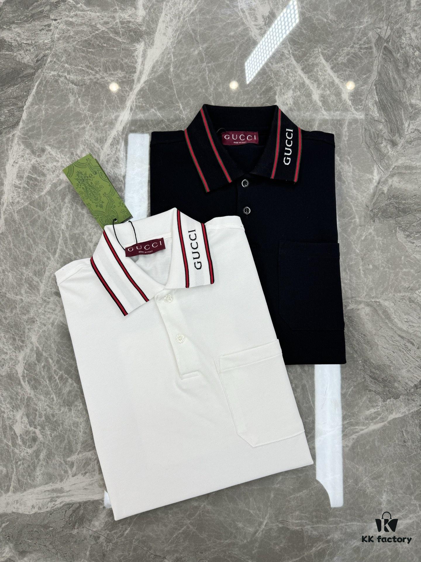 693122c3908475d562cd93e1 GUCCI 2025 SS Piqué Cotton Short-Sleeve Polo Shirt with Embroidered Logo, Contrasting Jacquard Rib Collar and Custom Laser Mother-of-Pearl Buttons