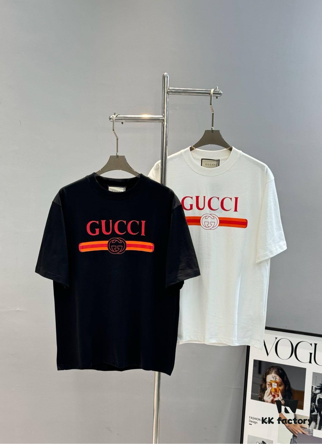 Gucci Unisex Ancora Red Logo Round Neck T-Shirt