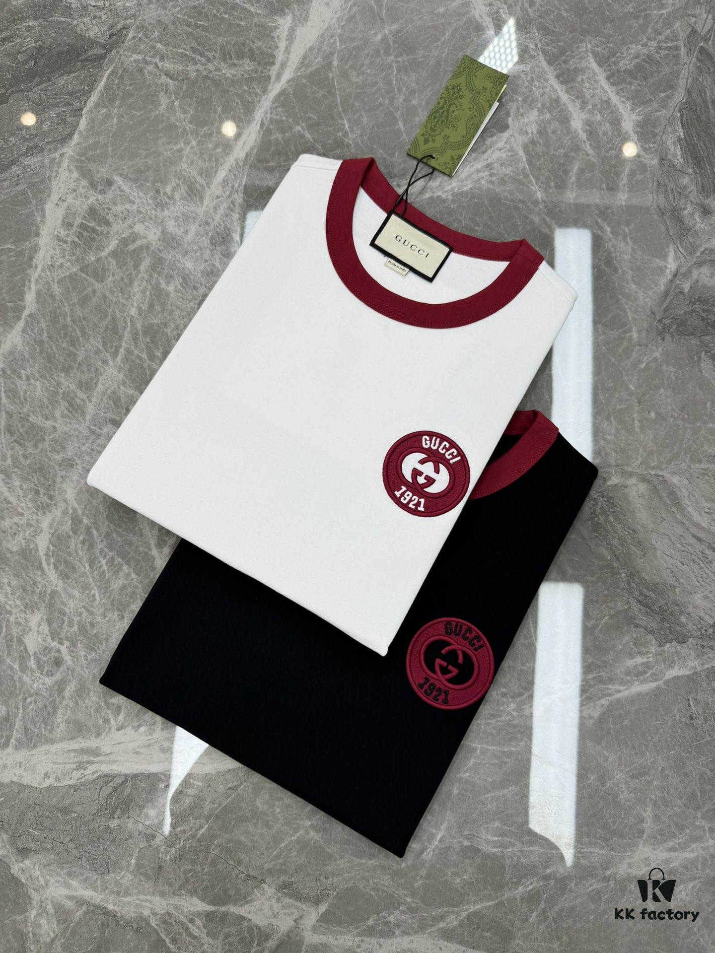 69312352908475d562cd9401 GUCC*25s New Arrival Streetwear T-Shirt, Unisex Design, This Season's Must-Have Style in Gucci's Trend Color – Burgundy Accents on Collar and Cuffs Matching Logo, 3D Embroidered Chest Logo with Unique Visual Impact, Premium 260g Pure Cotton Fabric for Soft, Comfortable, and Structured Fit, Full Branding Details Included. Colors: Black, White. European Size: S–XL (Recommended Size M for Height 175cm / Weight 72.5kg)