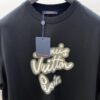 69312407908475d562cd9426 Unisex Black/White T-Shirt by Louis, Crafted from Soft Cotton Knit with Neon-Effected Handwritten Louis Vuitton Paris Logo, Classic Straight Fit Short-Sleeve Cotton Tee