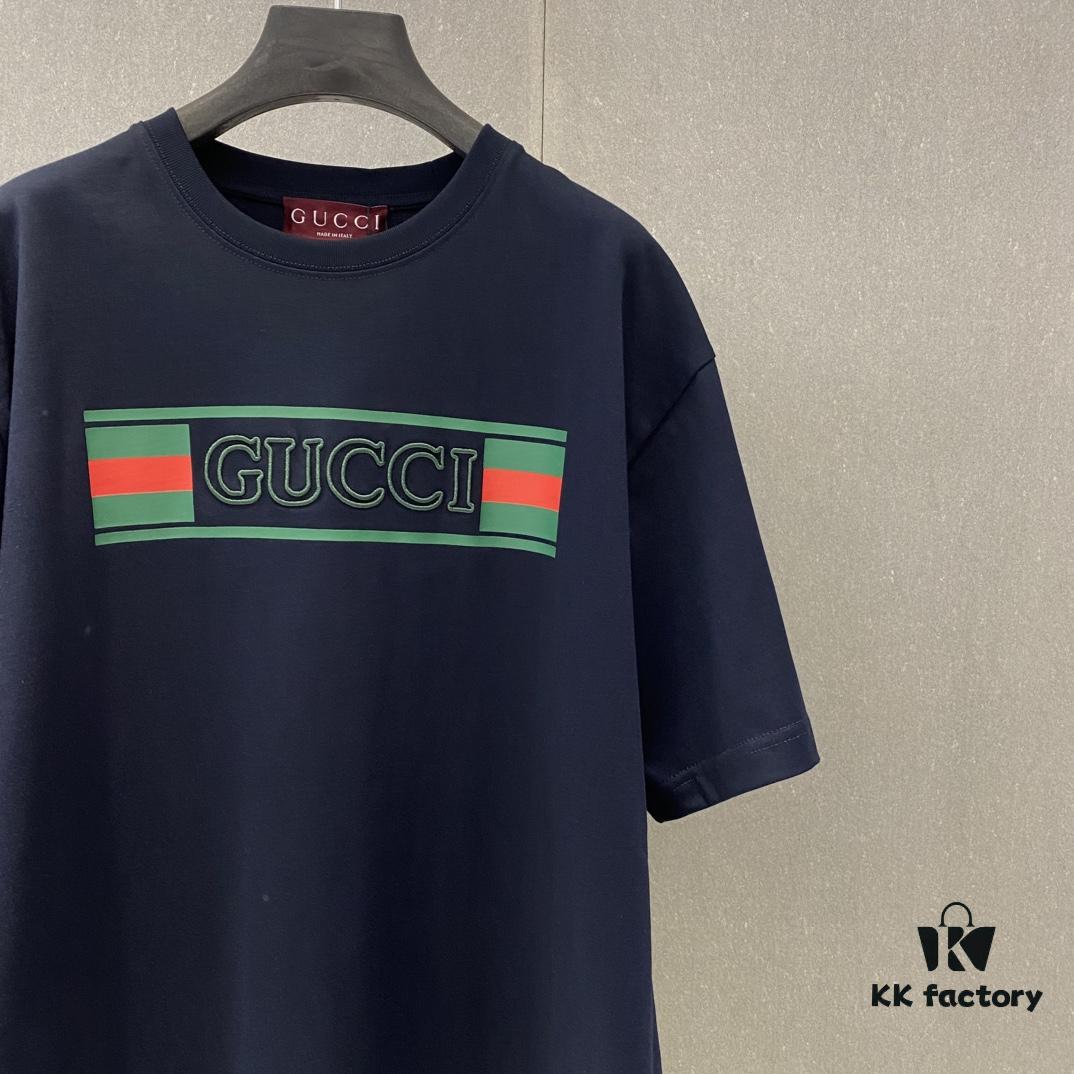 Gucc 225 Spring/Summer New Arrival Letter Print Short Sleeve T-Shirt with Dual Process of Printing and Embroidery