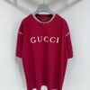 69312480908475d562cd9444 GUCCI 25SS Gucci Printed Cotton Knit T-Shirt Short Sleeve Classic Letter with Spray-Painted Detail on Collar and Sleeves