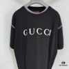 693124a3908475d562cd9450 GUCCI 25SS Gucci Printed Cotton Knit T-Shirt Short Sleeve with Classic Letter Logo, Spray-Painted Detail on Collar and Sleeves