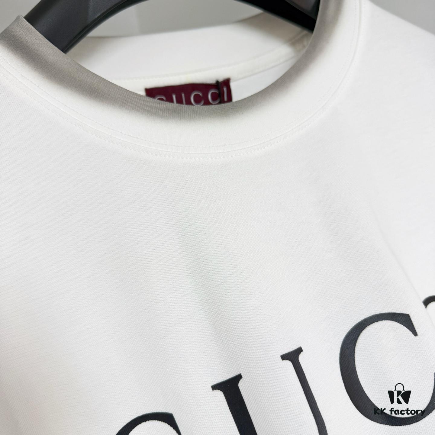 693124ca908475d562cd945b GUCCI 25SS Gucci Printed Cotton Knit T-Shirt Short Sleeve Classic Letter with Spray Paint Decoration on Collar and Sleeves
