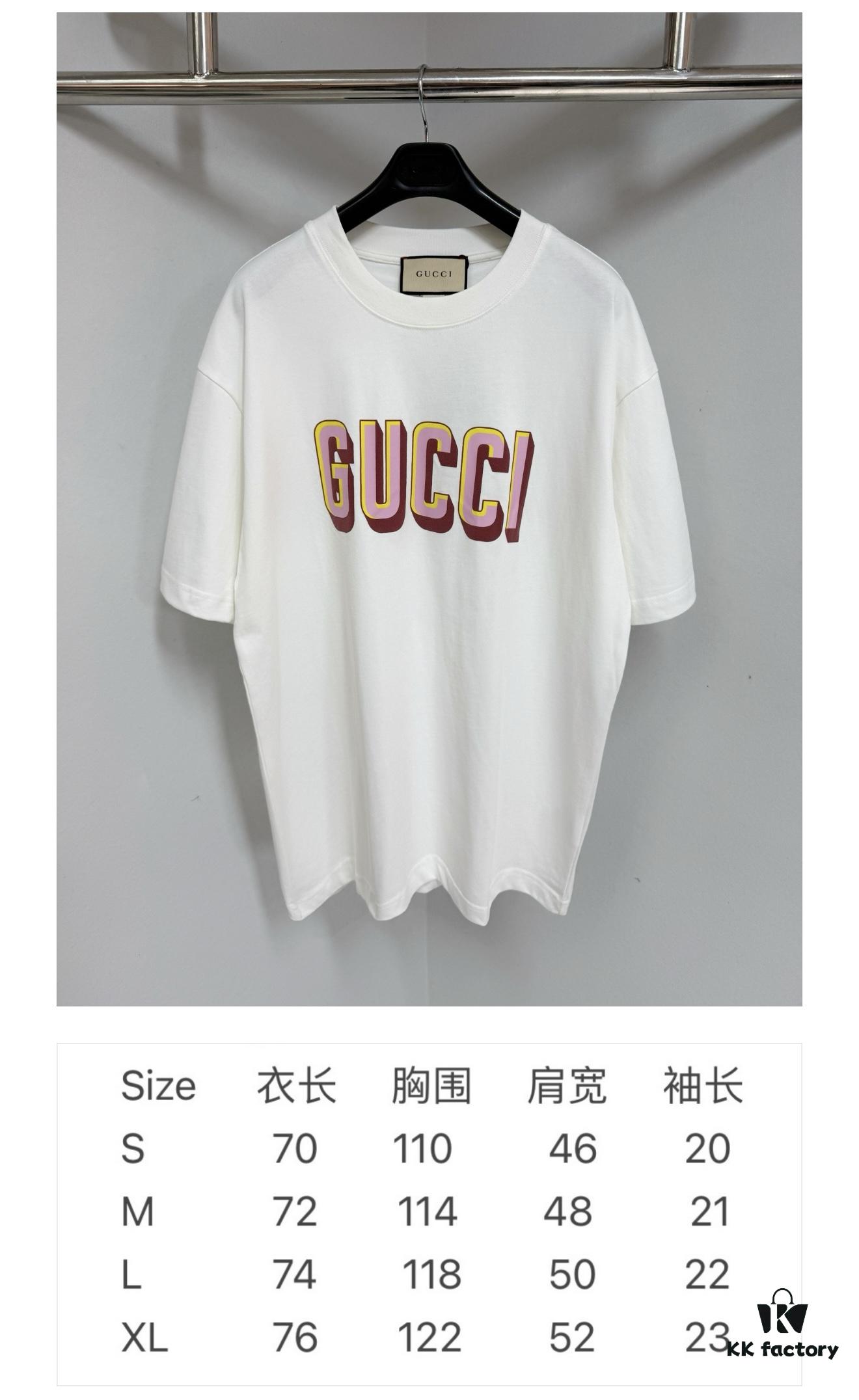 693124f5908475d562cd9467 GUCC 25 3D Logo Print Short Sleeve T-Shirt in White Knit Cotton