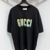 693124f9908475d562cd9468 GUCC 25 3D Logo Print Short Sleeve T-Shirt in White Knitted Cotton