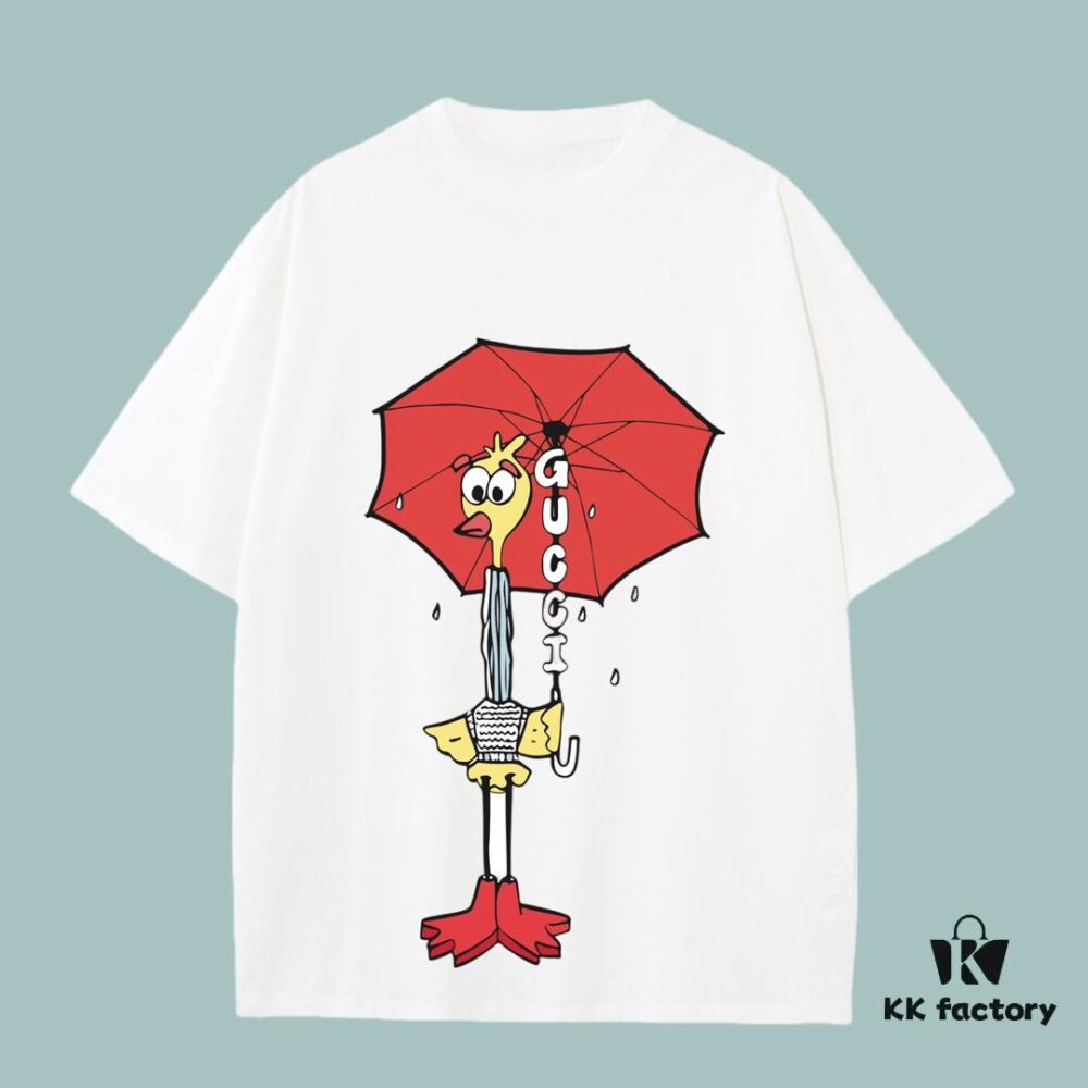 69312538908475d562cd947a GUCCI 2025 Fall Spring-Summer Collection Duck with Umbrella Short Sleeve T-Shirt Premium Quality Specialty Woven 270G 32-Count Double-Yarn Pure Cotton Fabric Relaxed Fit Unisex