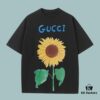GUCCI 2025 Fall Spring/Summer Collection Sunflower🌻 Drink🍹 Short Sleeve T-Shirt Premium Quality Limited Edition, Special Woven 270G 32-Yarn Double Cotton Fabric, Loose Fit Unisex Design